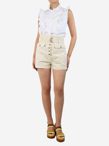 Ulla Johnson Cream belted mini cargo shorts - size UK 10