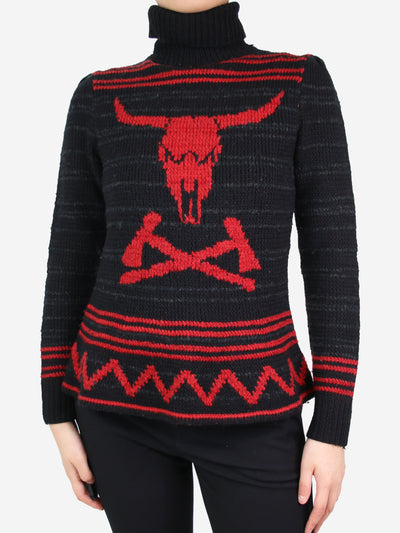 Black turtleneck graphic jumper - size M Knitwear Ralph Lauren 