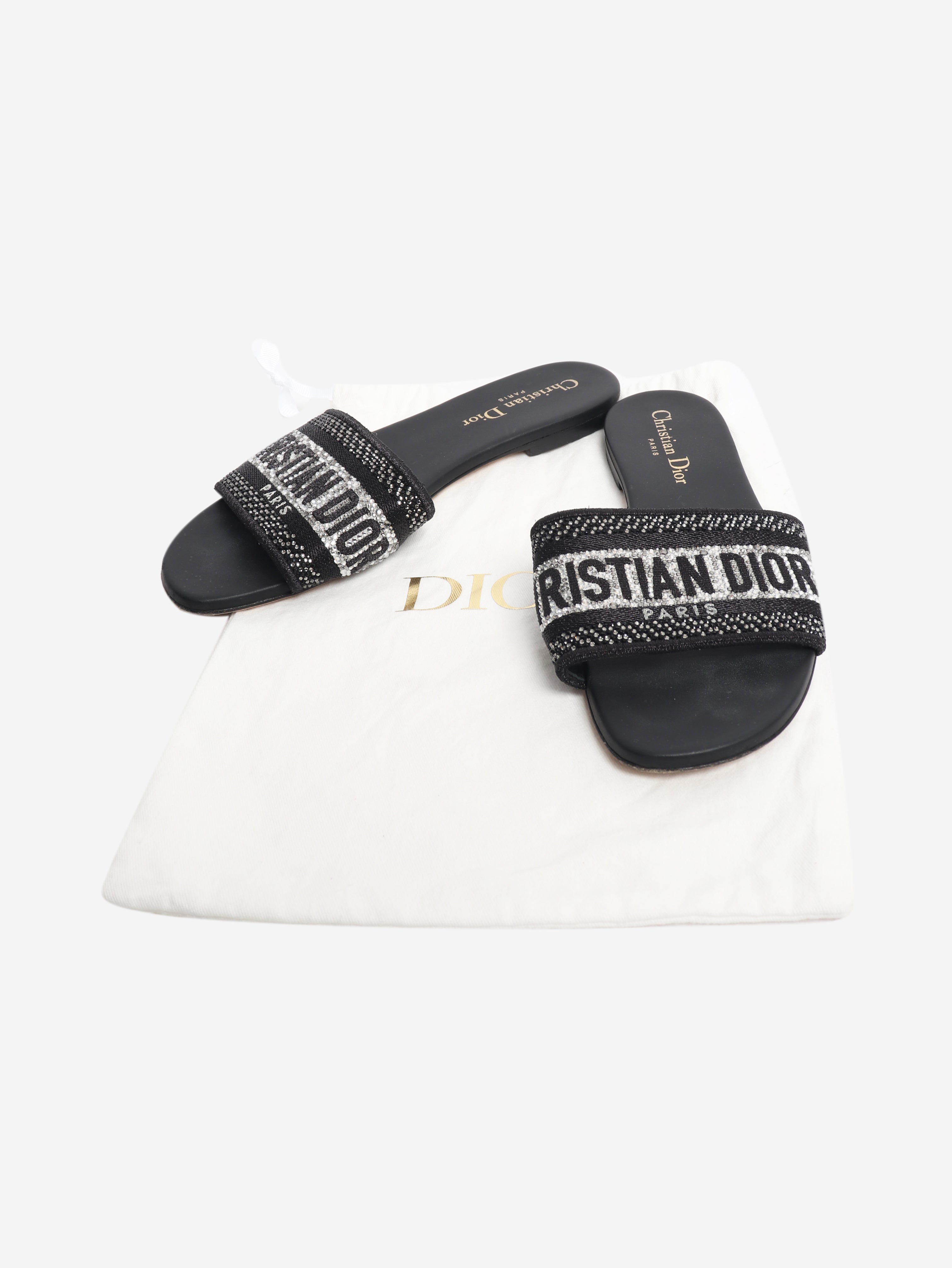 Black Dway crystal slides - size EU 37