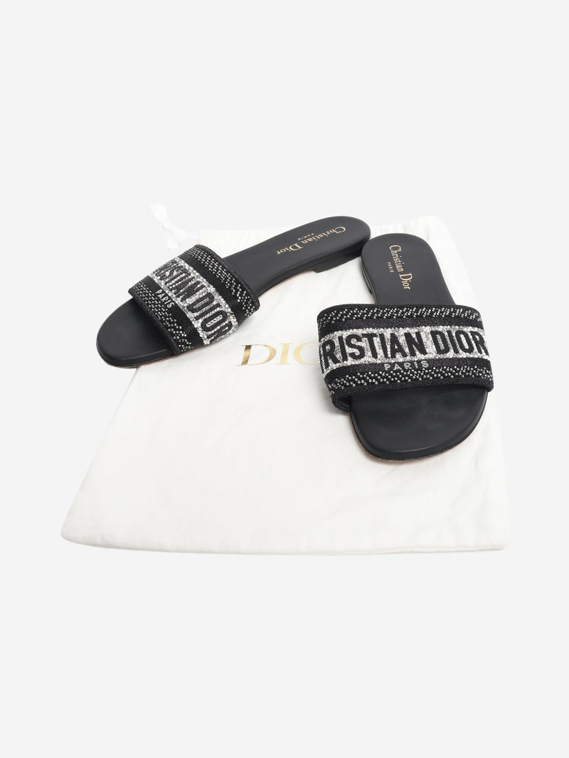 Black Dway crystal slides - size EU 37