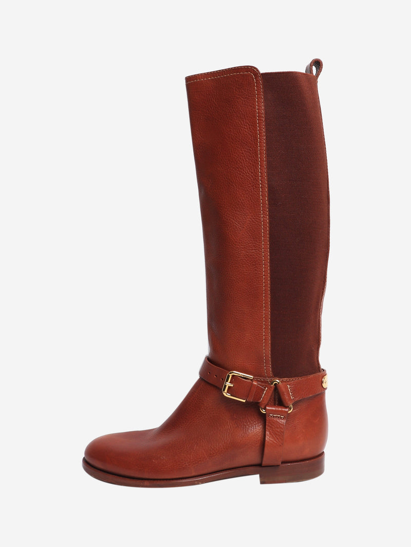 Brown leather knee high boots - size UK 6.5 Boots Ralph Lauren 