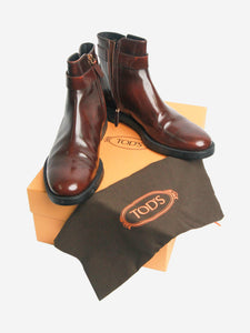 Tod's Oxblood Todzel T ankle boots - size EU 40