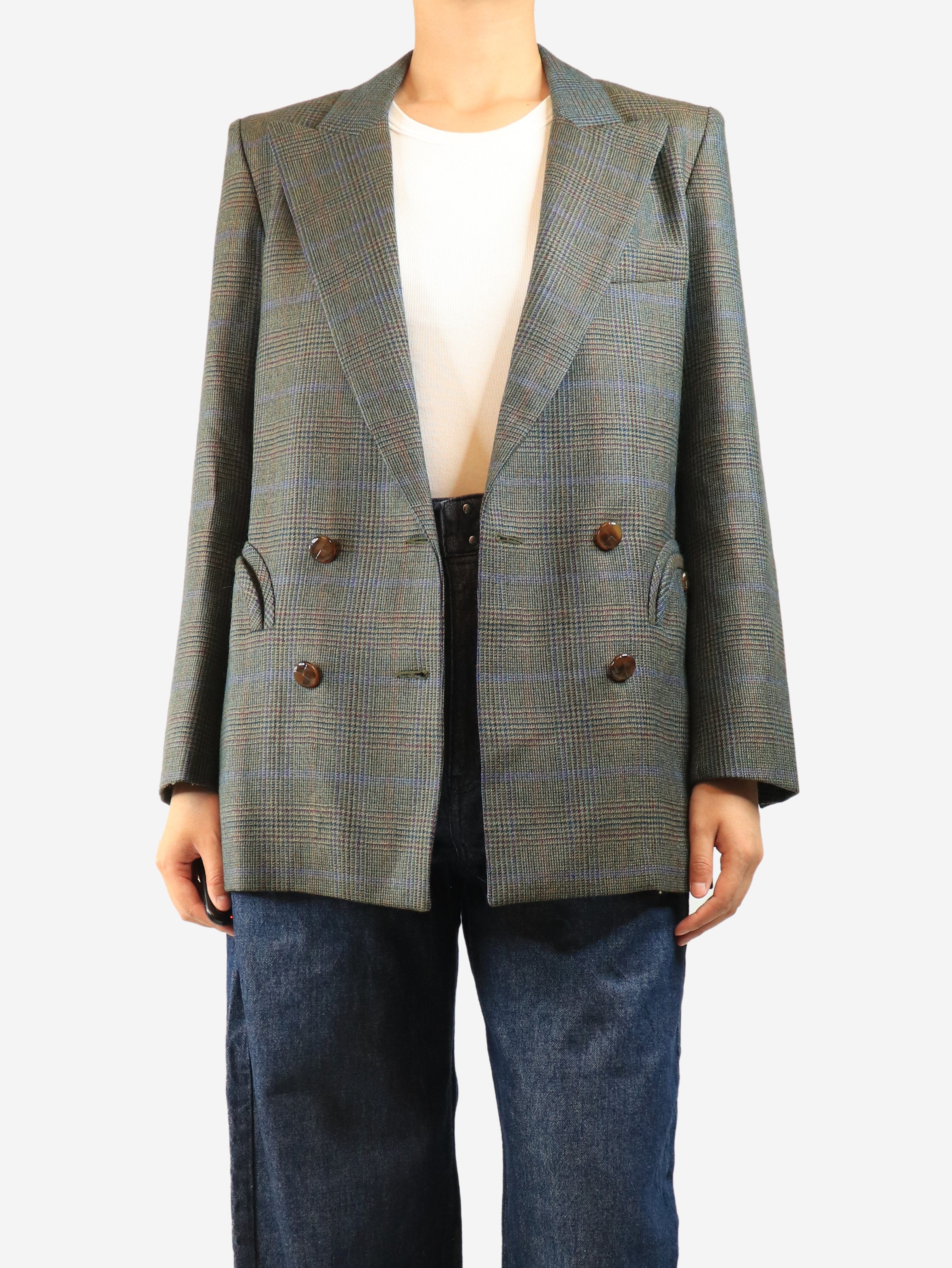 Green check wool jacket - size UK 10 Coats & Jackets Blaze Milano 