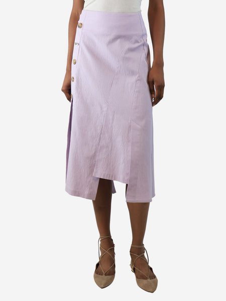 Purple button-detail midi skirt - size UK 6 product image
