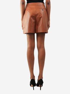 Tan leather shorts - size UK 4