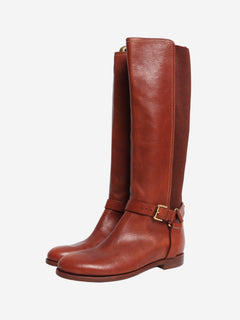 Brown leather knee high boots - size UK 6.5 Boots Ralph Lauren 