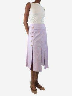 Purple button-detail midi skirt - size UK 6 Skirts Eudon Choi 