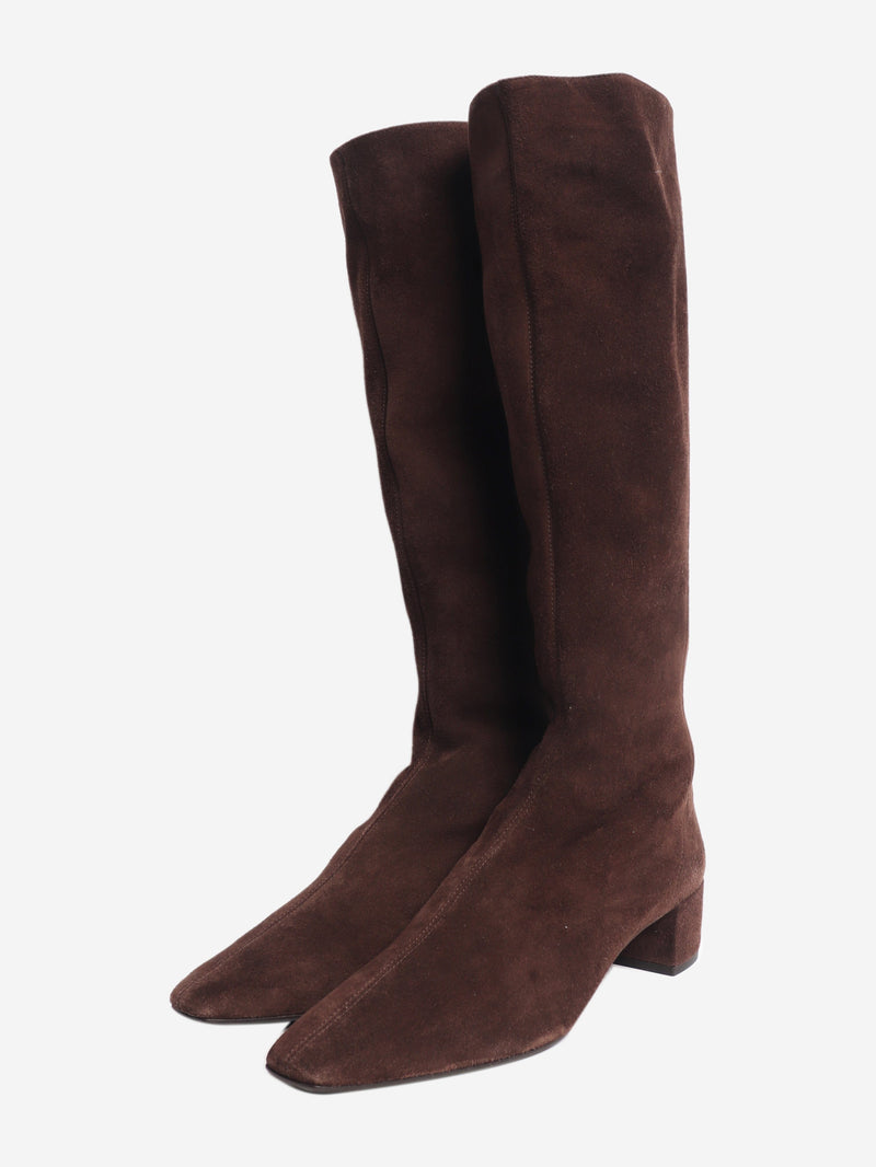Brown suede knee-high boots - size EU 41.5