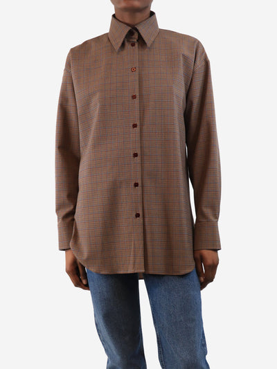 Brown check midweight shirt - size UK 6 Tops Acne Studios 