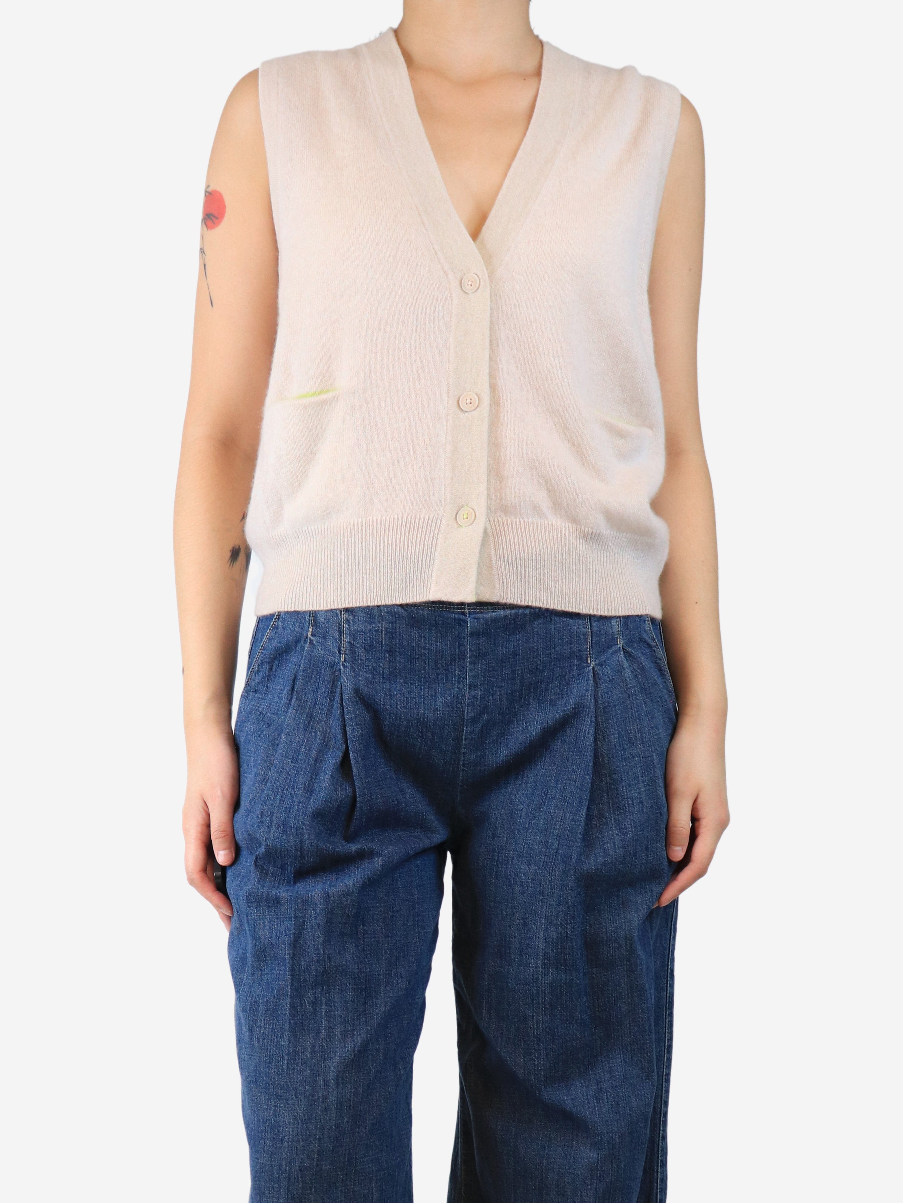 Beige sleeveless cardigan - size L Knitwear No Name 