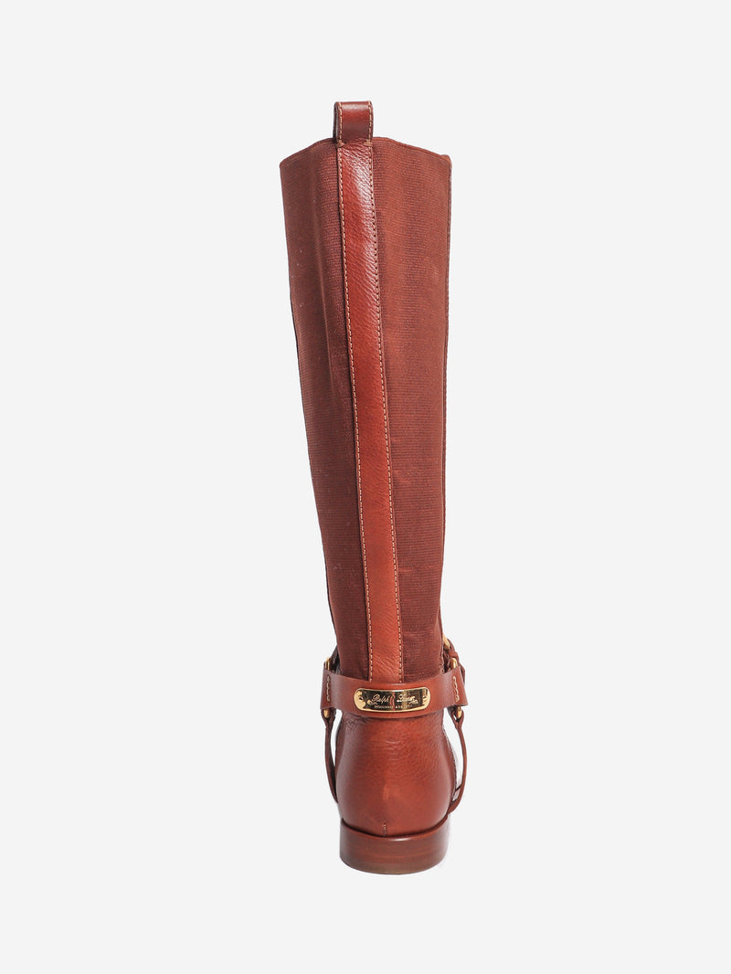 Brown leather knee high boots - size UK 6.5 Boots Ralph Lauren 