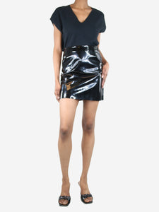 Chanel Black patent leather mini skirt - size UK 6