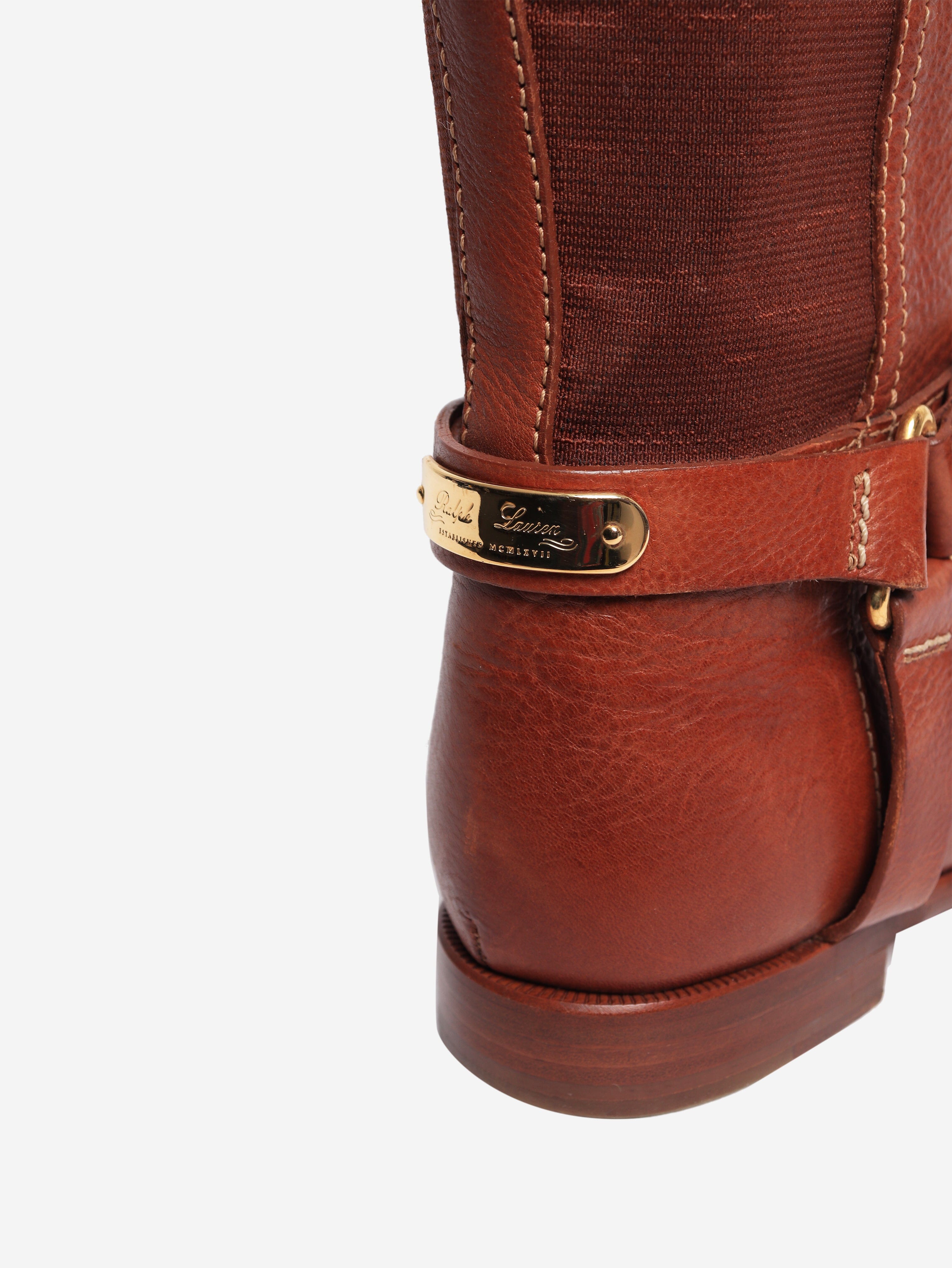 Brown leather knee high boots - size UK 6.5 Boots Ralph Lauren 