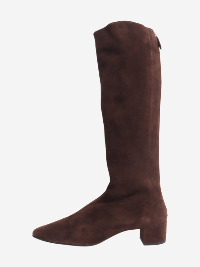 Brown suede knee-high boots - size EU 41.5