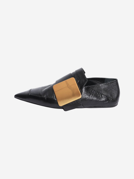 Black leather buckle flat shoes - size EU 38 product image