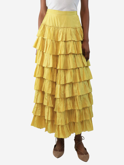 Yellow silk frilly midi skirt - size UK 6 Skirts Gucci 