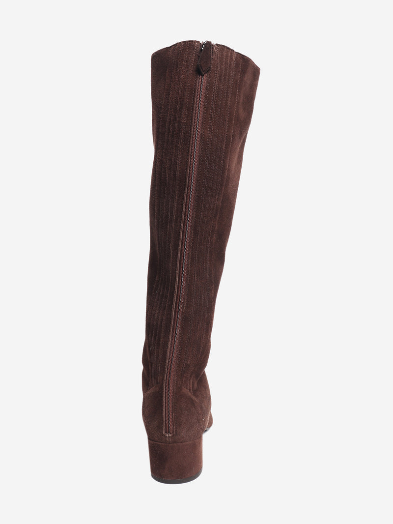 Brown suede knee-high boots - size EU 41.5