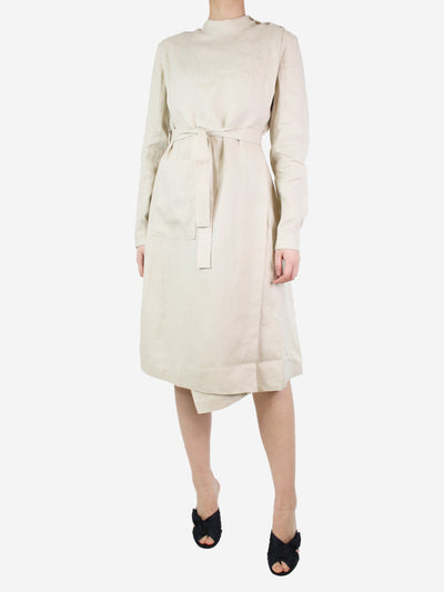 Neutral belted linen pocket dress - size UK 10 Dresses Acne Studios 