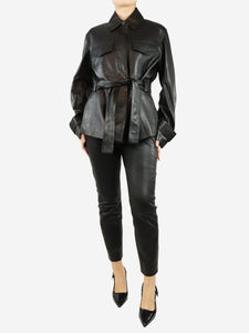 Vince Black leather jacket and trousers set - size L