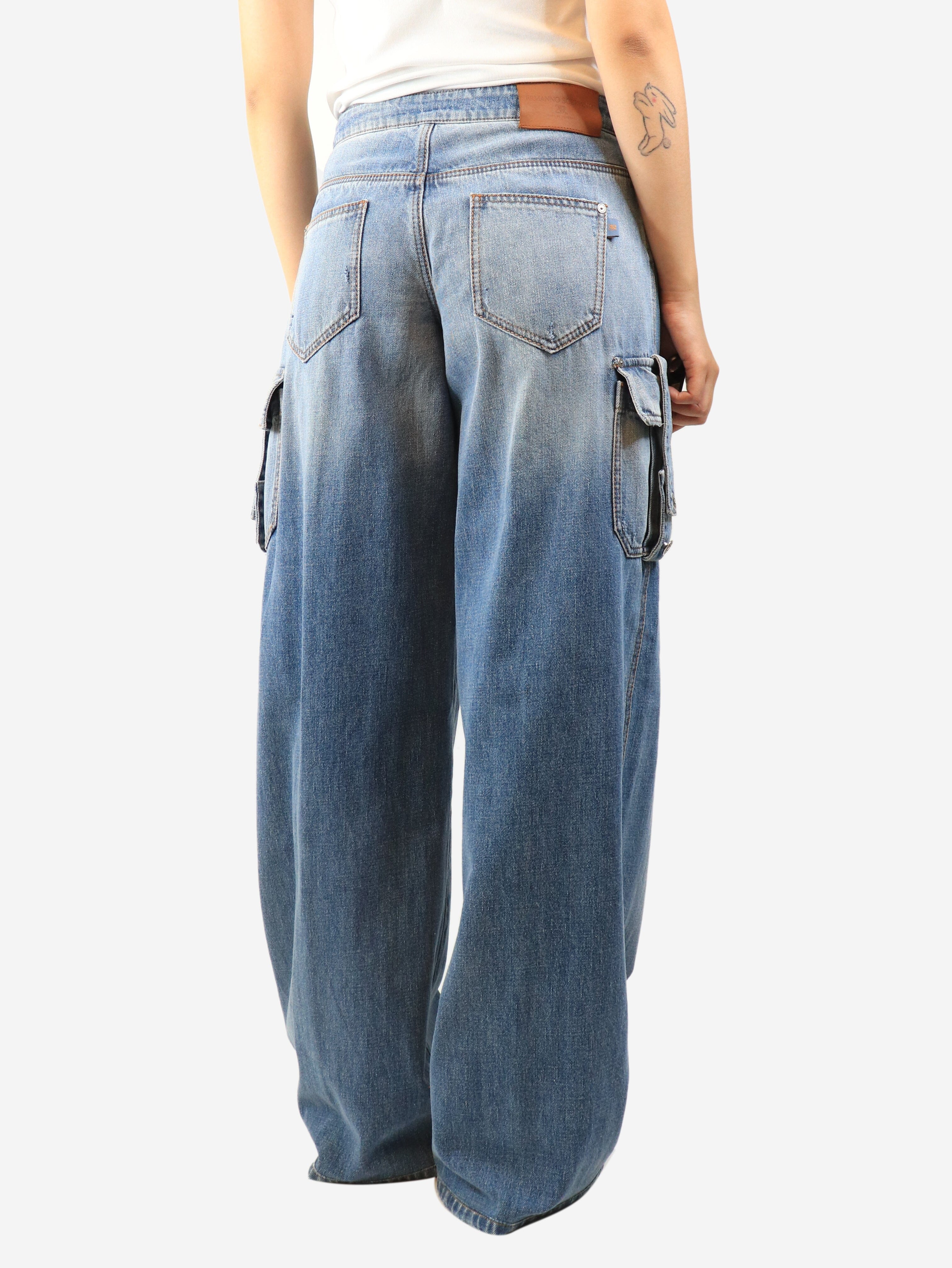 Blue combat jeans - size UK 8 Trousers Ermanno Scervino 