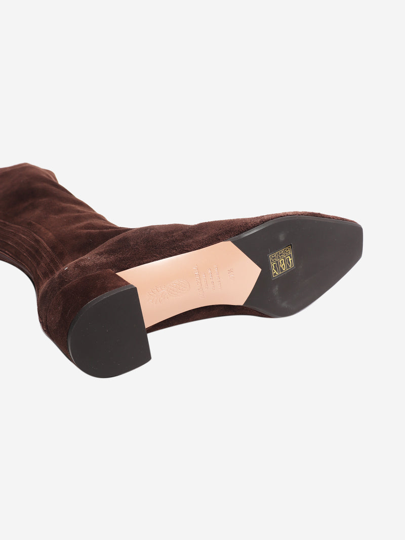 Brown suede knee-high boots - size EU 41.5