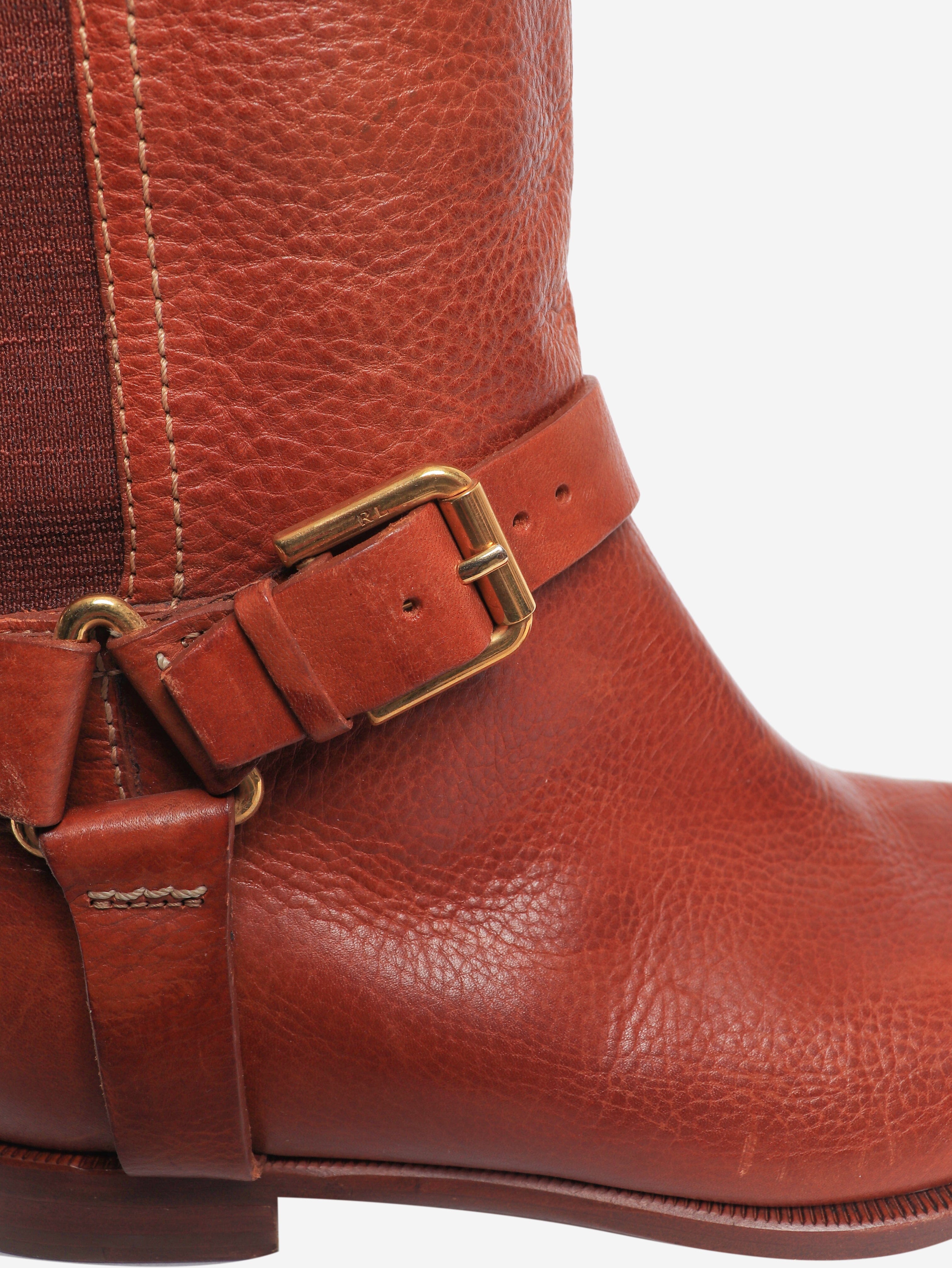 Brown leather knee high boots - size UK 6.5 Boots Ralph Lauren 