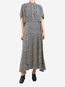 Isabel Marant Etoile Black and white geometric-print shirt and midi skirt - size UK 10