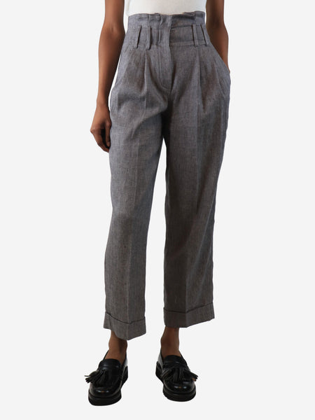 Grey high-waist linen trousers - size UK 4 product image