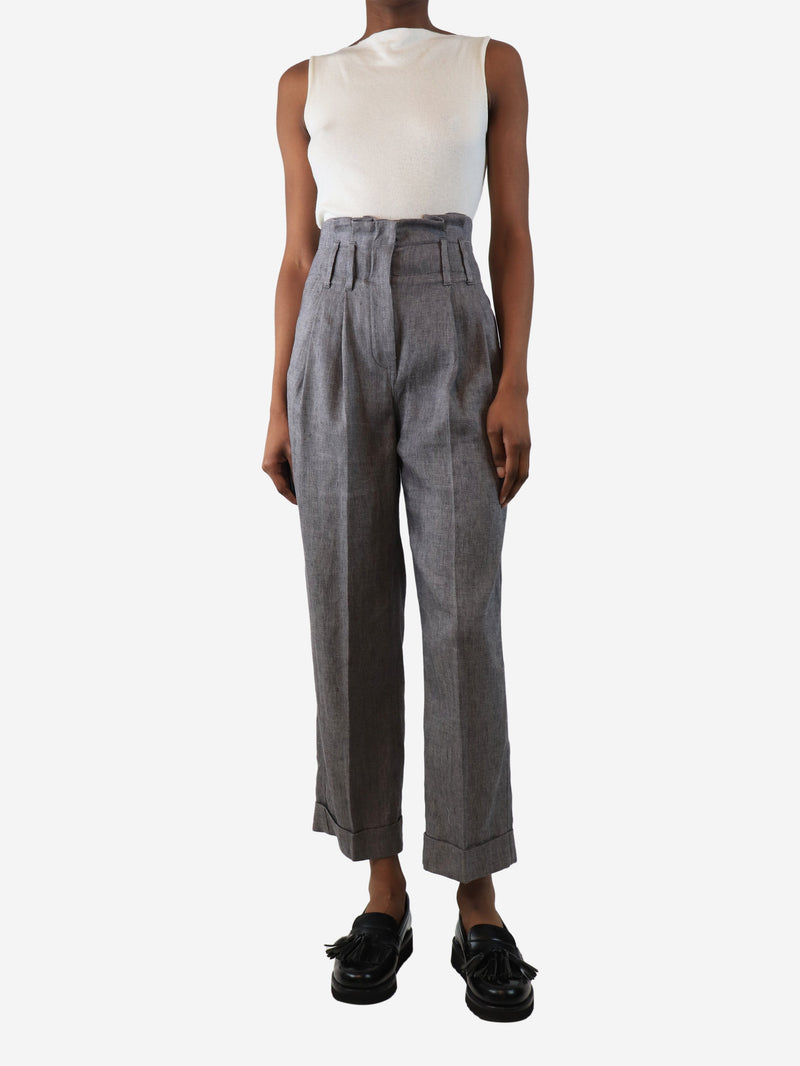 Grey high-waist linen trousers - size UK 4 Trousers Brunello Cucinelli 
