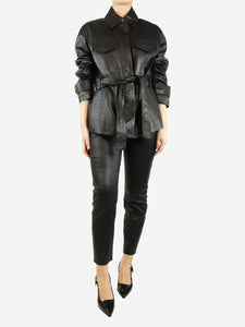 Vince Black leather jacket and trousers set - size L