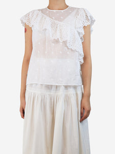 Isabel Marant Etoile White sheer broderie-anglaise top - size UK 8