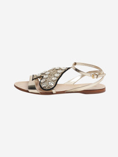 Gold diamante ace of spades sandals - size EU 39 (UK 6)