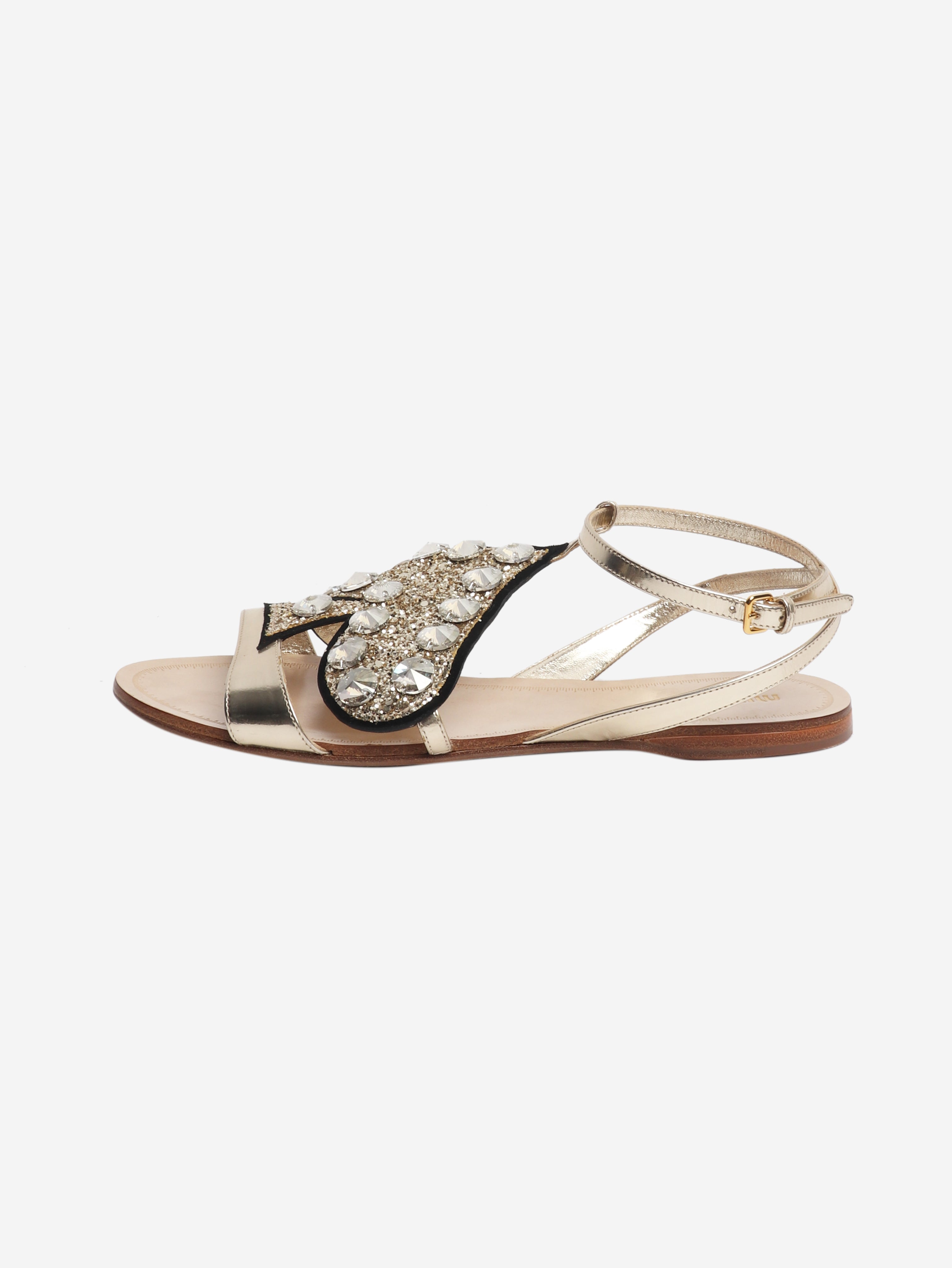 Gold diamante ace of spades sandals - size EU 39 (UK 6)