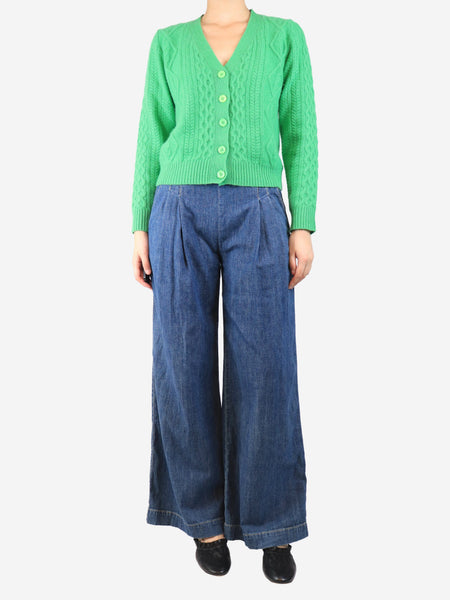 Blue denim wide-leg trousers - size UK 8 alternate image