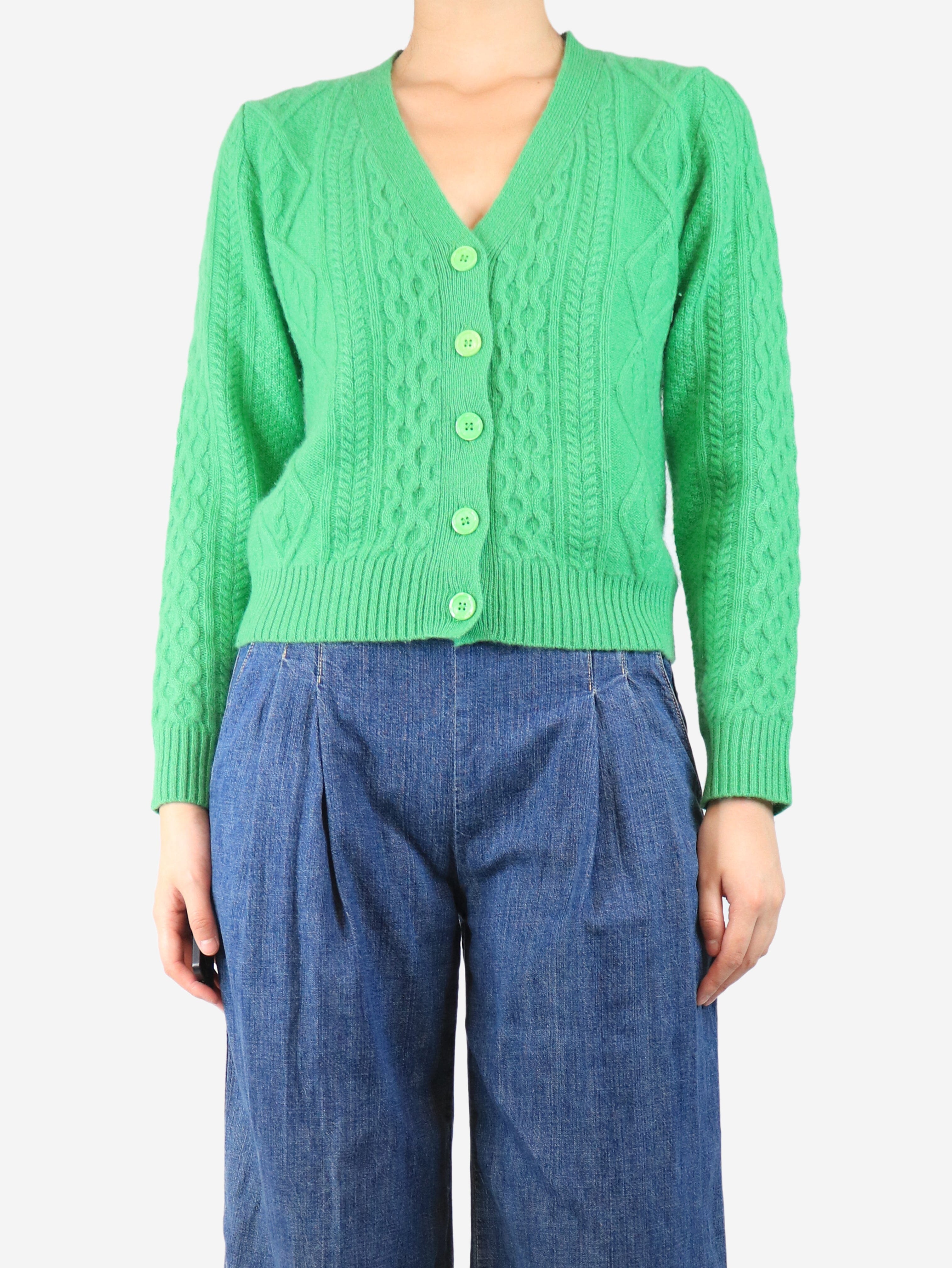 Green cashmere cardigan - size UK 8 Knitwear Jumper 1234 