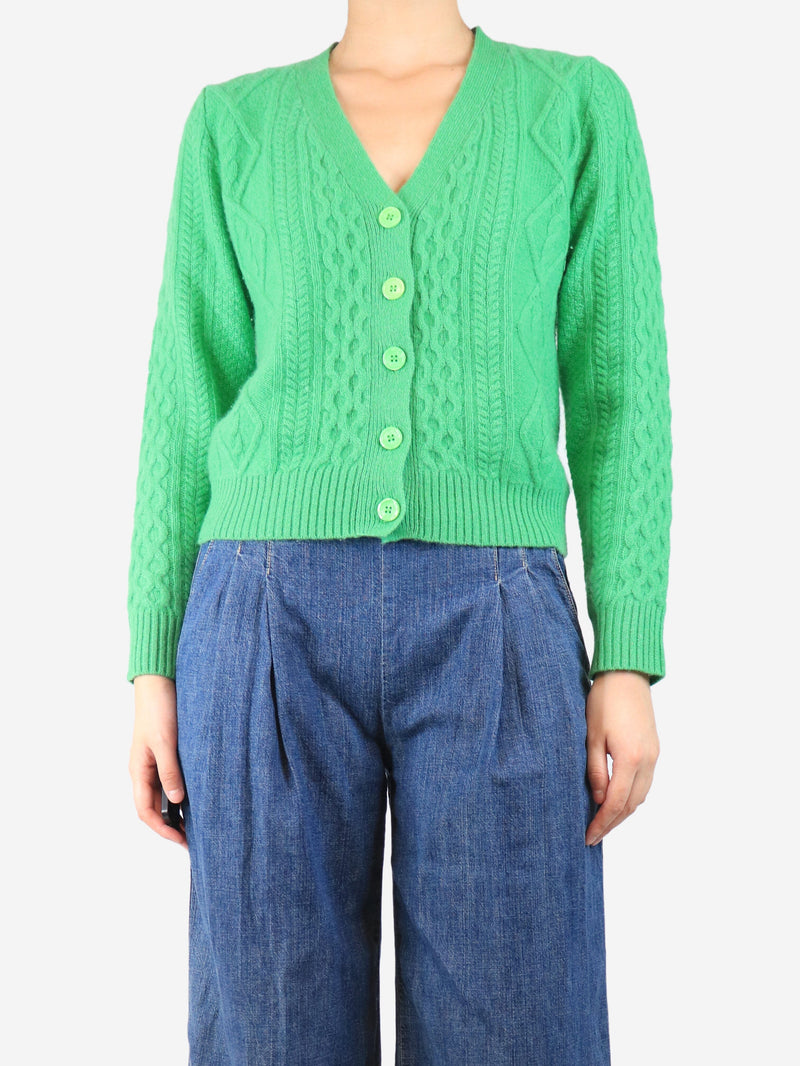 Green cashmere cardigan - size UK 8 Knitwear Jumper 1234 