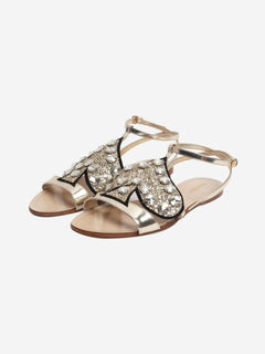 Gold diamante ace of spades sandals - size EU 39 (UK 6)