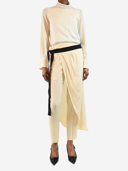 Cream silk trousers with skirt piece - size UK 6 alternate image