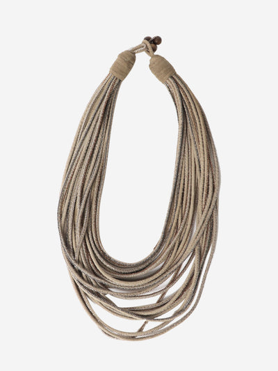 Grey leather Diamante layered necklace Necklaces Brunello Cucinelli 