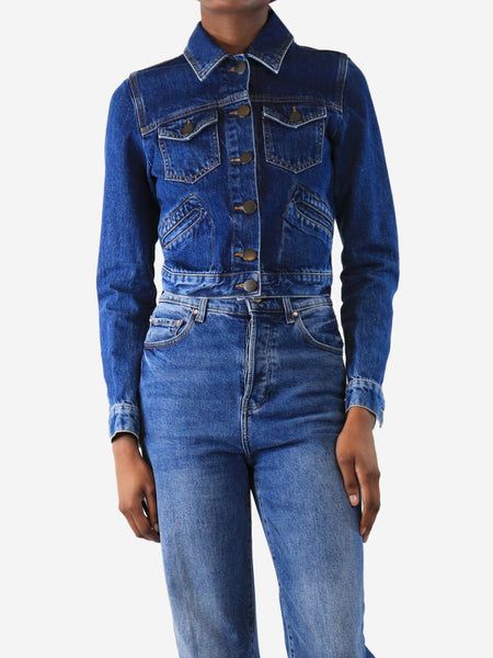 Blue cropped denim jacket - size UK 8 product image