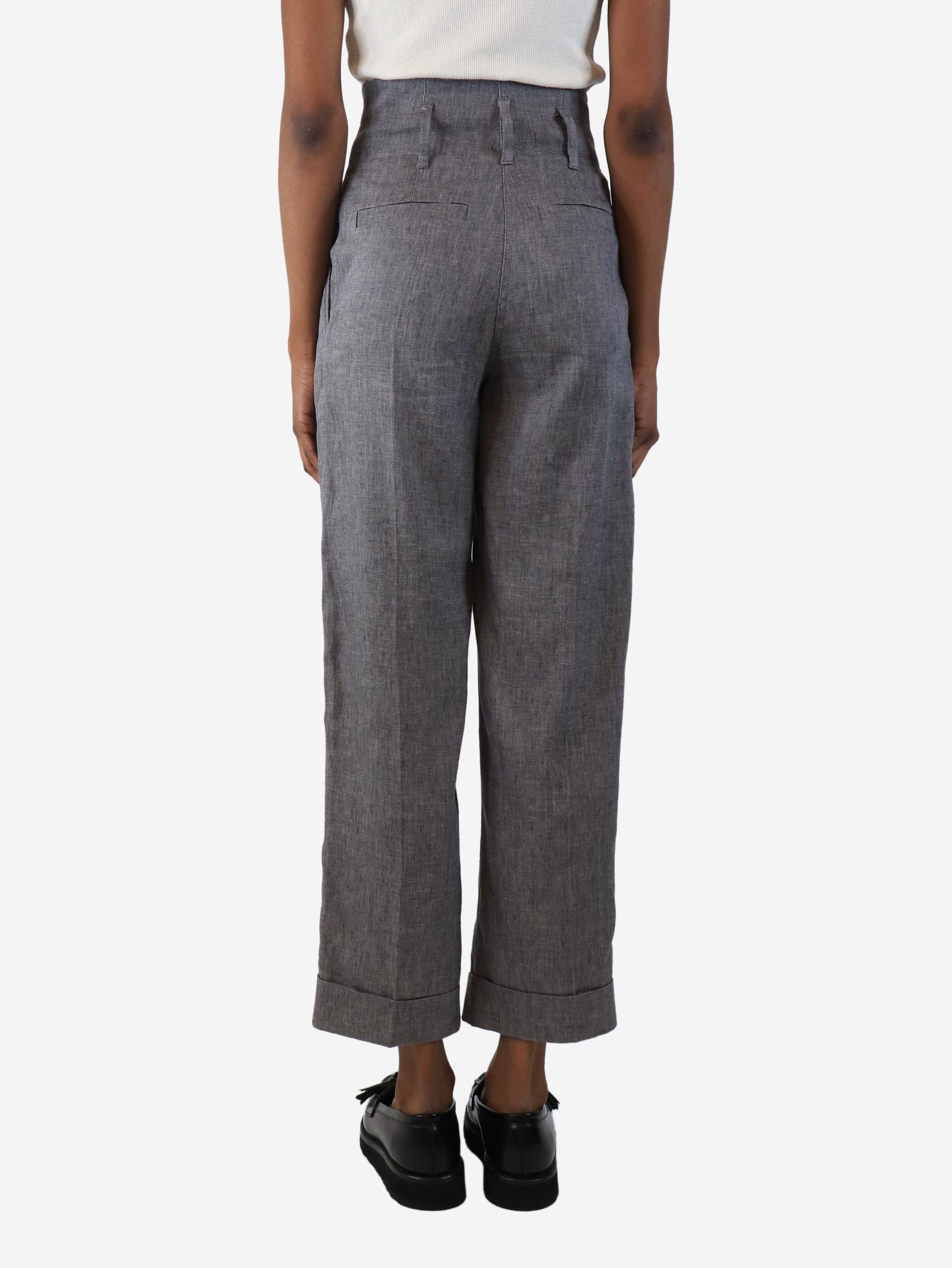 Grey high-waist linen trousers - size UK 4 Trousers Brunello Cucinelli 