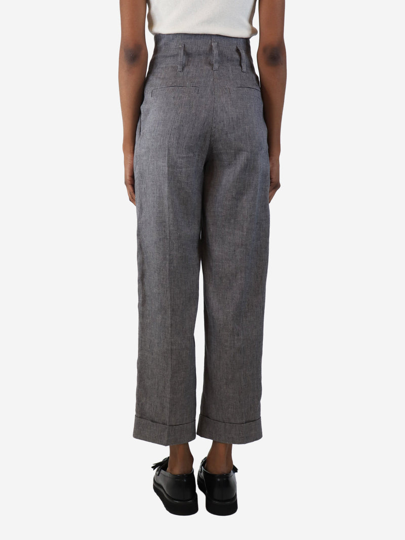 Grey high-waist linen trousers - size UK 4 Trousers Brunello Cucinelli 