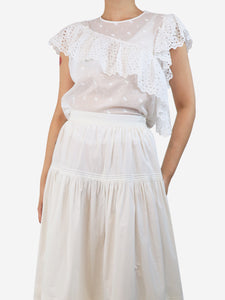 Isabel Marant Etoile White sheer broderie-anglaise top - size UK 8