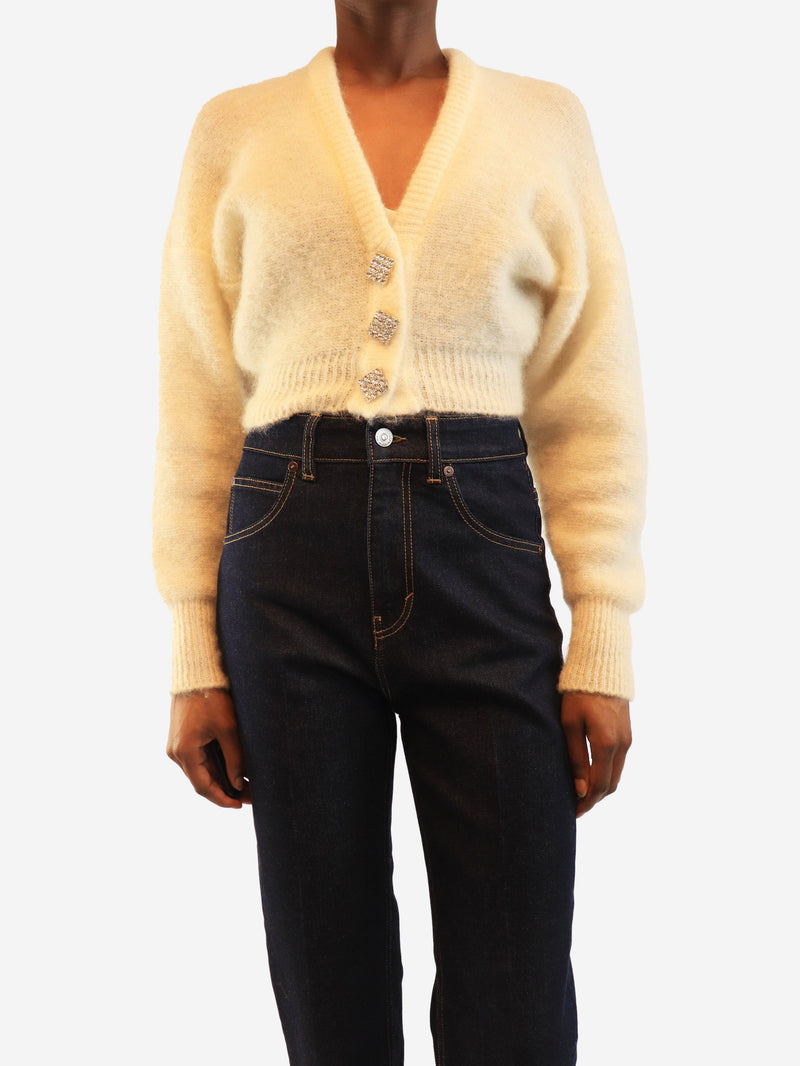 Cream cropped mohair knit cardigan - size UK 6 Knitwear Alessandra Rich 