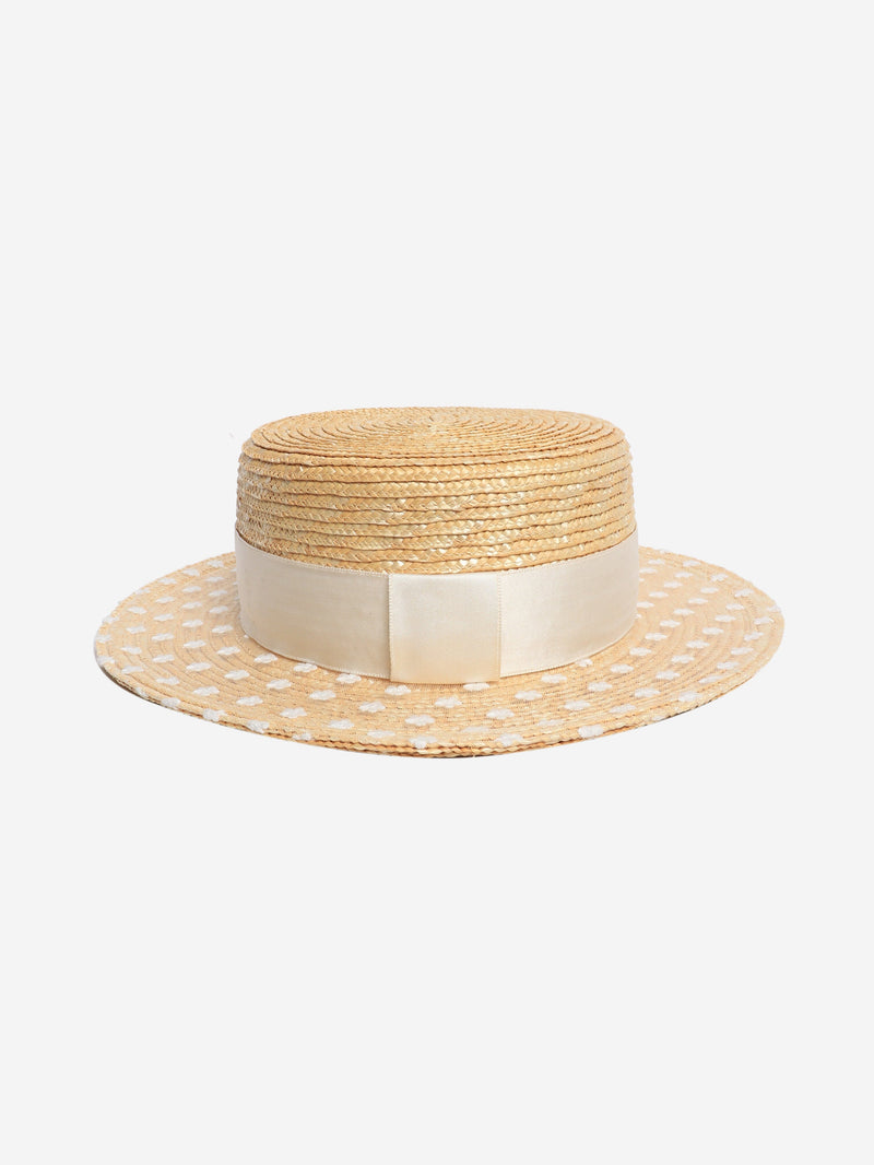 Natural embroidered straw hat Hats Maison Michel 