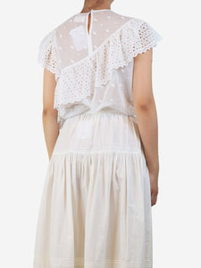 Isabel Marant Etoile White sheer broderie-anglaise top - size UK 8