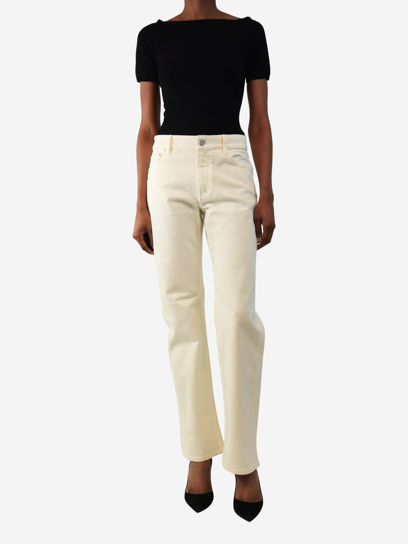 Cream straight-leg jeans - size UK 6