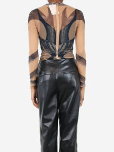 Burberry Neutral patterned mesh bodysuit - size S