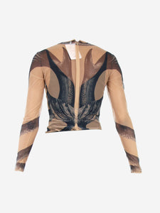 Burberry Neutral patterned mesh bodysuit - size S