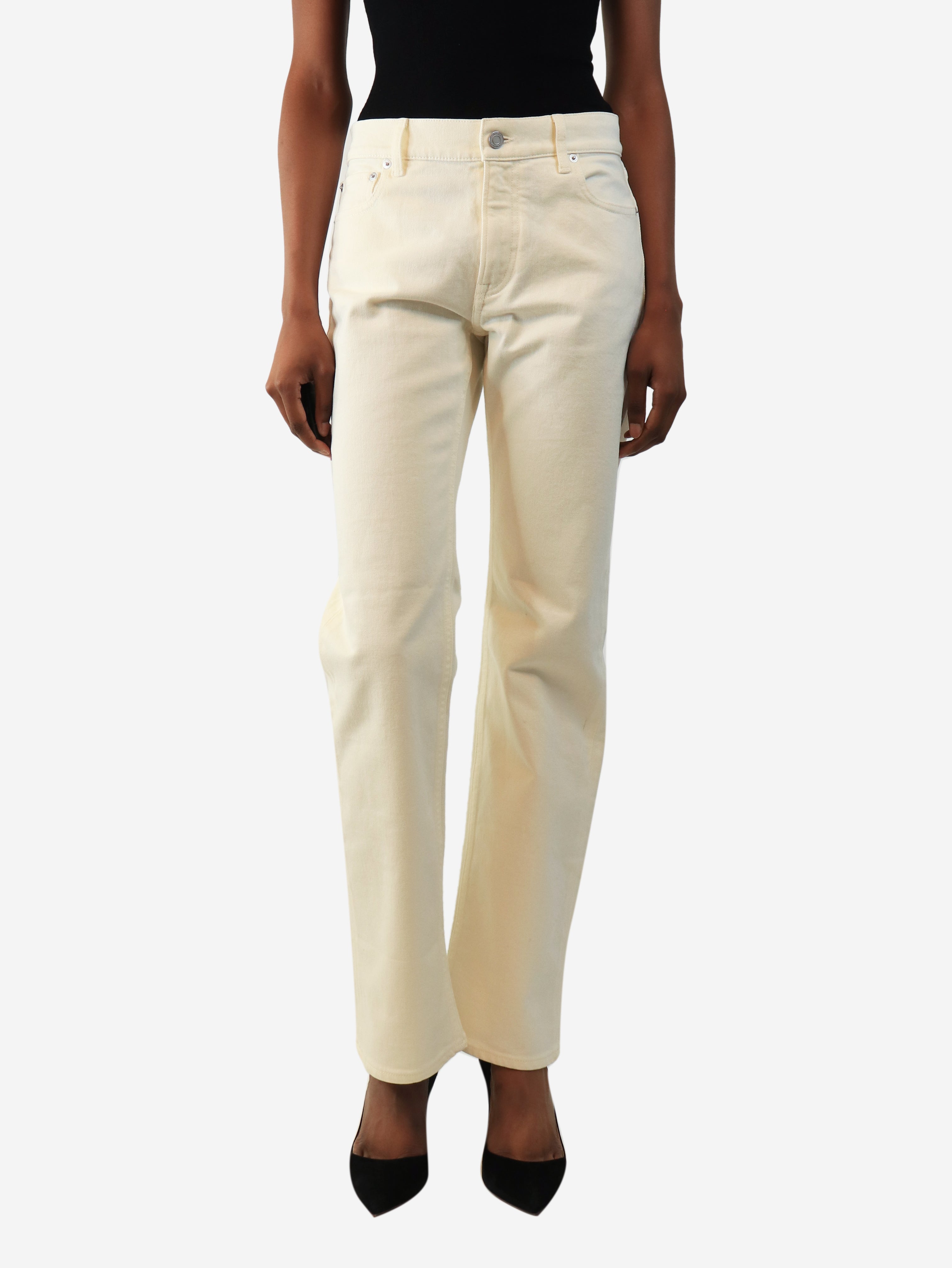 Cream straight-leg jeans - size UK 6